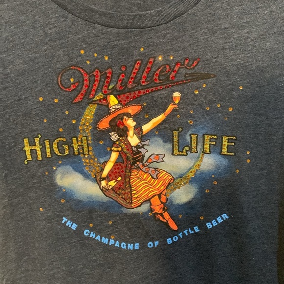 Miller High Life Brewing Company Bejeweled Retro Short Sleeve Shirt Sz M - Picture 3 of 7